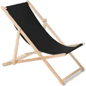 Greenblue Liegestuhl aus Buchholz ohne Armlehne Sonnenliege Gartenliege 110kg schwarz