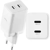 Allity Ladegerät mit zwei USB-C-Anschlüssen, 45W, Netzteil, GaN, leistungsstark, schnell, für Laptop, Smartphone und Tablet, weiß