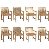 vidaXL Gartenstühle 8 Stk. mit Hellblauen Kissen Massivholz Teak