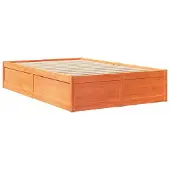 Syfax Massivholzbett ohne Matratze Wachsbraun 135x190 cm Kiefernholz