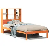 Syfax Massivholzbett mit Regal ohne Matratze Wachsbraun 75x190 cm