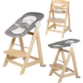 Roba Born Up Treppenhochstuhl, Set 2in1, 'Sternenzauber', mit Liegefunktion, ab Geburt, natur