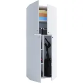 VCM Holz Besenschrank | 6 Fächer | Haushaltsschrank | Maße: B. 70 x H. 184 x T. 40 cm | 4 Drehtüren - Lona