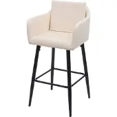 Mendler Barhocker MCW-H93, Barstuhl Tresenhocker, Fußablage Metall Kunstleder creme-beige