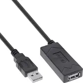 InLine USB 2.0 Aktiv-Verlängerung, USB-A Stecker/Buchse, 5m, 5 m, USB A, USB A, USB 2.0, 0,48 Gbit/s, Schwarz