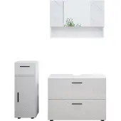 Vicco Badmöbel-Set Irma Weiß Hochglanz 3 Teile, mit Schubladenschrank und Midischrank, Model 39585
