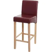 Mendler Barhocker HWC-C33, Barstuhl Tresenhocker, Holz - rot-braun, helle Beine, Kunstleder