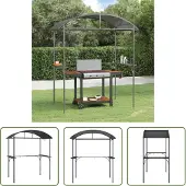The Living Store Grillpavillon mit Seitenregalen Anthrazit 220x115x230 cm Stahl