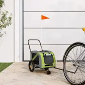 Prolenta Maison Exclusive - Fahrradanhänger Hunde Grün und Schwarz Oxford-Gewebe & Eisen