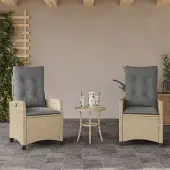 vidaXL Möbel Gartensessel Kissen 2Stk. Verstellbar Beigemischung Poly Rattan 2024