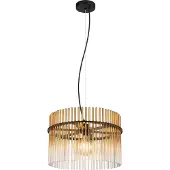 Globo Lighting Hängeleuchte Metall schwarz matt, Glasstäbe amber, klar verlaufend, Kabel PVC schwarz, Höhe kürzbar, ø: 400mm, H: 1500mm, exkl. 1x E27 60W 230V