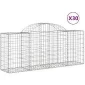 vidaXL Gabionen mit Hochbogen 30 Stk. 200x50x80/100cm Verzinktes Eisen