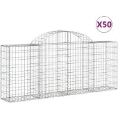 vidaXL Gabionen mit Hochbogen 50 Stk. 200x30x80/100cm Verzinktes Eisen