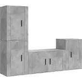 vidaXL 4-tlg. TV-Schrank-Set Betongrau Holzwerkstoff
