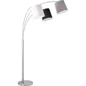 JUST LIGHT Bogenlampe Melvin, alu / grau / zink, für Wohn- / Esszimmer, Metall, Modern, Stehlampe