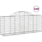 vidaXL Gabionen mit Hochbogen 40 Stk. 200x50x80/100cm Verzinktes Eisen