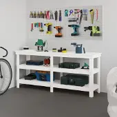 vidaXL Eleganten-Stil Werkbank Weiß 181x50x80 cm Massivholz Kiefer - Werkbänke Hommie1652989 1parcel