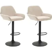 CLP 2er Set Barhocker Braga Stoff drehbar und höhenverstellbar creme Gestell Farbe weiß