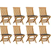 Prolenta Maison Exclusive - Klappstühle mit Anthrazit Kissen 8 Stk. Massivholz Teak