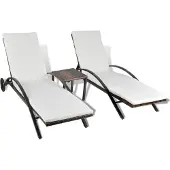 Syfax Sonnenliegen mit Tisch Poly Rattan Braun
