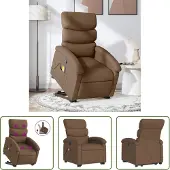 The Living Store Massagesessel mit Aufstehhilfe Braun Stoff