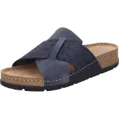 Rohde Damen Pantolette Leder Kork Kreuzbandage D.Soave 5410, Größe:40 EU, Farbe:Blau
