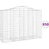 vidaXL Gabionen mit Hochbogen 50Stk. 200x50x140/160cm Verzinktes Eisen