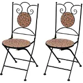 vidaXL Möbel Bistrostühle 2 Stk. Klappbar Keramik Terrakotta - Gartenstühle &21217