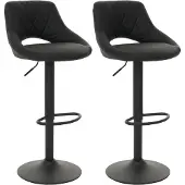 MCW 2er-Set Barhocker MCW-N64, Barstuhl Tresenhocker, Fußablage drehbar, Kunstleder Metall schwarz