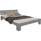 Homestyle4u Holzbett 140x200 mit Lattenrost Doppelbett Bettgestell Grau Kiefer Holz