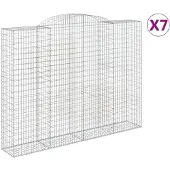 vidaXL Gabionen mit Hochbogen 7 Stk. 300x50x220/240cm Verzinktes Eisen