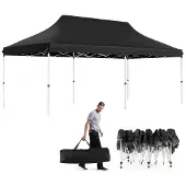 Costway 3x6m Pavillon mit Tragetasche, Partyzelt Faltpavillon höhenverstellbar, wasserabweisend, UV-Schutz 50+