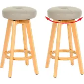 Mendler 2er-Set Barhocker Navan, Barstuhl Tresenhocker, Holz Kunstleder drehbar taupe, helle Beine