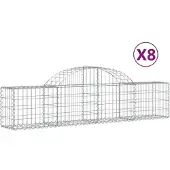 vidaXL Gabionen mit Hochbogen 8 Stk. 200x30x40/60 cm Verzinktes Eisen