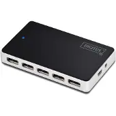 Digitus USB 2.0 Hub, 10-Port, USB 2.0, 480 Mbit/s, Schwarz, Silber, China, 5 V, 4 A