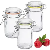 Galicja Luftdichter Glasbehälter, achteckiges Glasgefäß EDO 260 ml, Glasdeckel, Metallverschluss, Clip