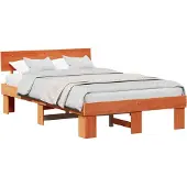 Syfax Bettrahmen Wachsbraun 135 x 190 cm Massives Kiefernholz