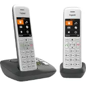 Gigaset CE575 A Duo, Analoges/DECT-Telefon, Kabelloses Mobilteil, Freisprecheinrichtung, 200 Eintragungen, Anrufer-Identifikation, Schwarz, Silber
