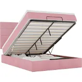 Syfax Ottoman-Bett mit Matratzen & LEDs Rosa 140x200 cm Samt