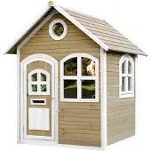 Axi Spielhaus Julia aus Holz | Outdoor Kinderspielhaus für den Garten in Braun & Weiß | Gartenhaus für Kinder mit Fenstern