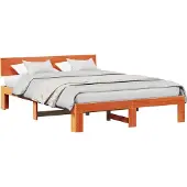 Syfax Bettrahmen Wachsbraun 150 x 200 cm Massives Kiefernholz