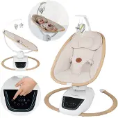 Lionelo Babywippe Olivia bis zu 9 kg, Neigungsverstellung, 4 Geschwindigkeiten, natürliches Schaukeln - Beige