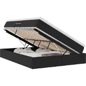 Syfax Aufbewahrungsbett mit Matratze Schwarz 140 x 190 cm Samt