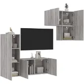 vidaXL 4-tlg. Wohnwand Grau Sonoma Holzwerkstoff 3216433