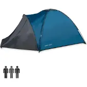Dunlop 3-Personen-Zelt - Kuppelzelt - Winddicht bis zu 40Km/U - Wasserdicht bis zu 200mm Wasser/u/m2 - Atmungsaktives Nylon - Grau/Blau, 210x220x130cm