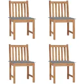 vidaXL Gartenstühle 4 Stk. mit Kissen Massivholz Teak
