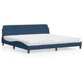 Syfax Bett mit Matratze "Dover" Blau 200x200 cm Stoff