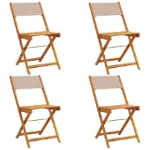 vidaXL Gartenstühle 4 Stk. Klappbar Taupe Stoff und Massivholz