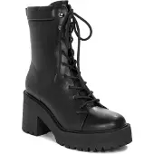 GUESS Damen Stiefel FL8LU2LEA10 Schwarz Plateauabsatz 8 cm geschnürt Reißverschluss