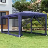 Prolenta Maison Exclusive - Partyzelt mit 6 Mesh-Seitenwänden Blau 3x6 m HDPE